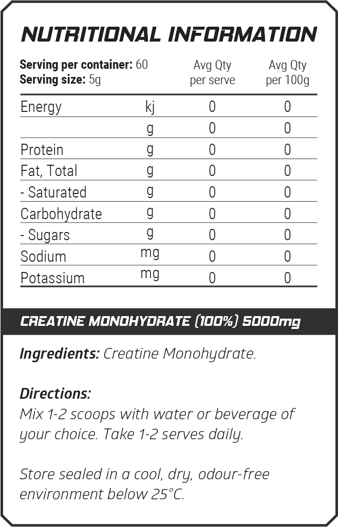 Creatine Monohydrate - 60 Day Supply